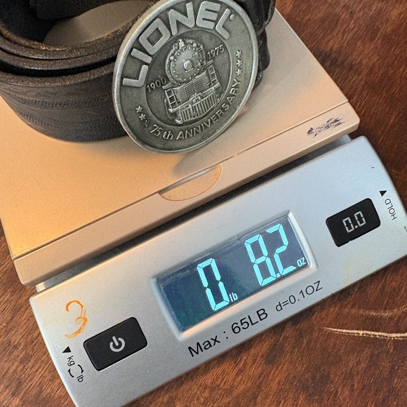 Vintage Lionel Trains 75th Anniversary Belt Black  46 Leather Buckle‎ - Picture 10 of 10